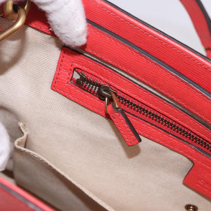 Gucci Bright Bit Convertible Leather, Red, Leather, Tote Bag