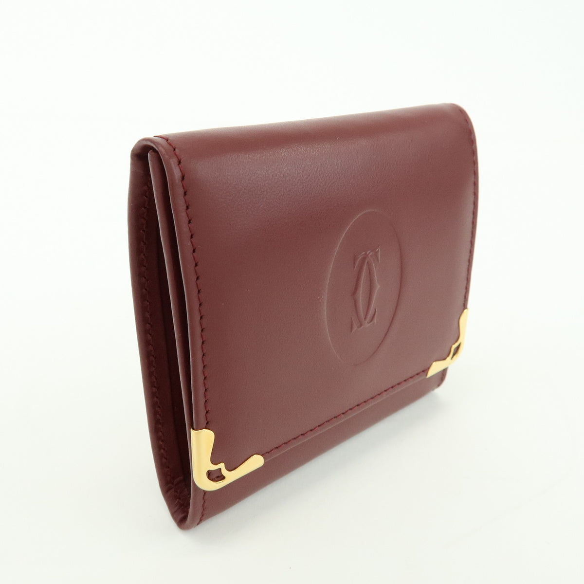 Cartier Coin Purse Must de Cartier Leather, Burgundy, Leather, Wallet