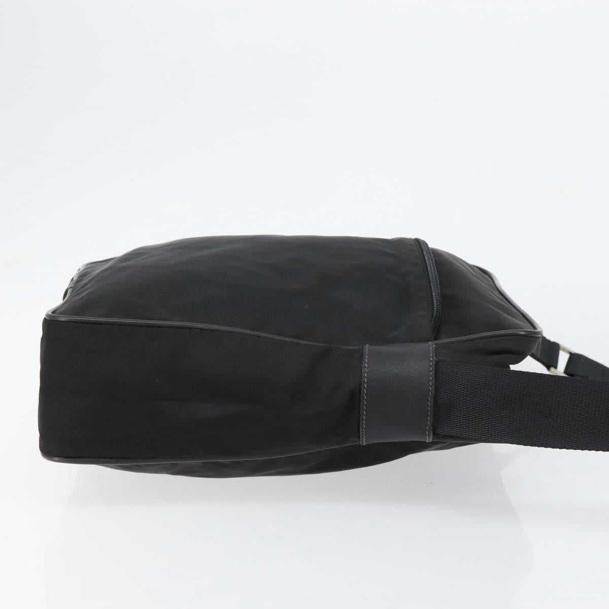 Prada Zip Messenger Tessuto with Leather, Black, Nylon, Handbag