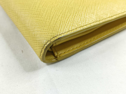 Prada Saffiano bifold Leather, Yellow, Leather, Wallet