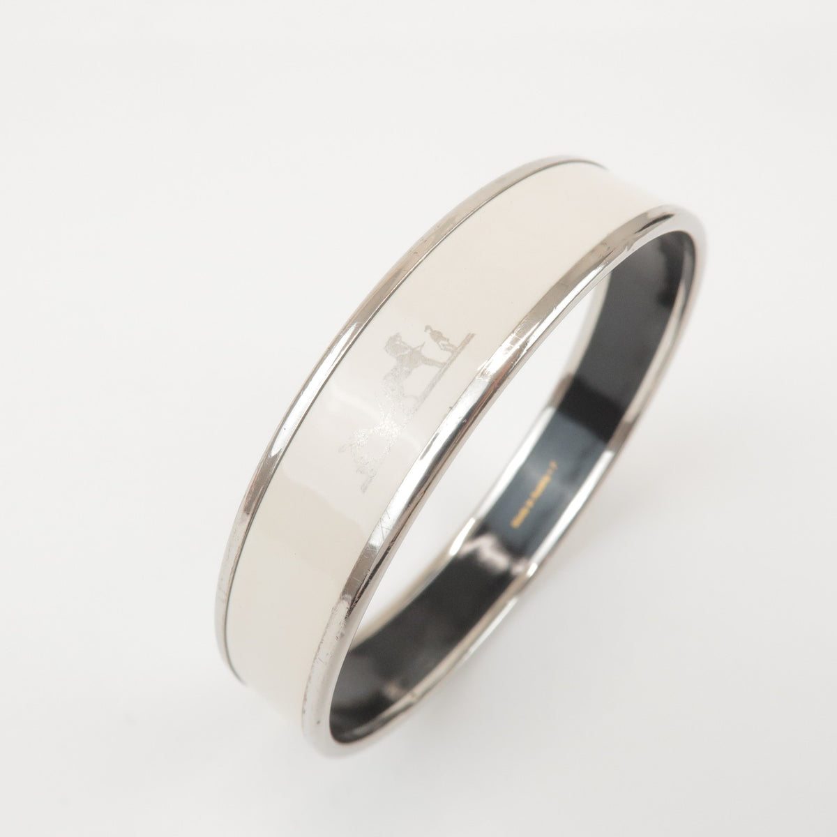 Hermes Caleche Bangle Enamel, Silver, Silver Plated, Bracelet