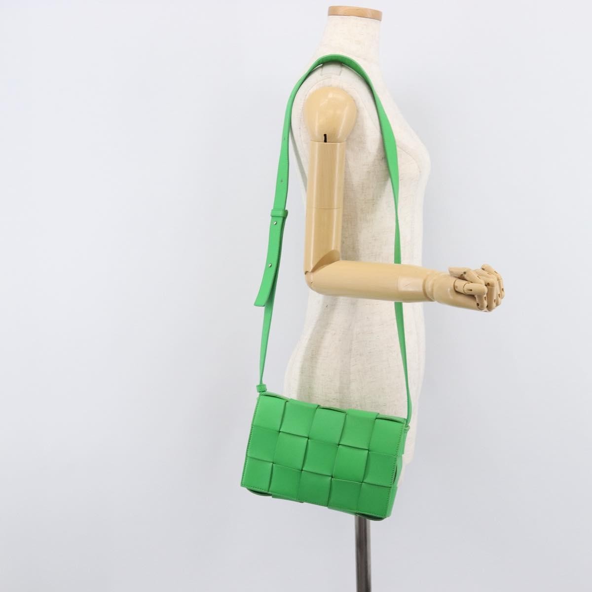 Bottega Veneta Cassette Maxi Intrecciato Leather, Green, Leather, Crossbody Bag