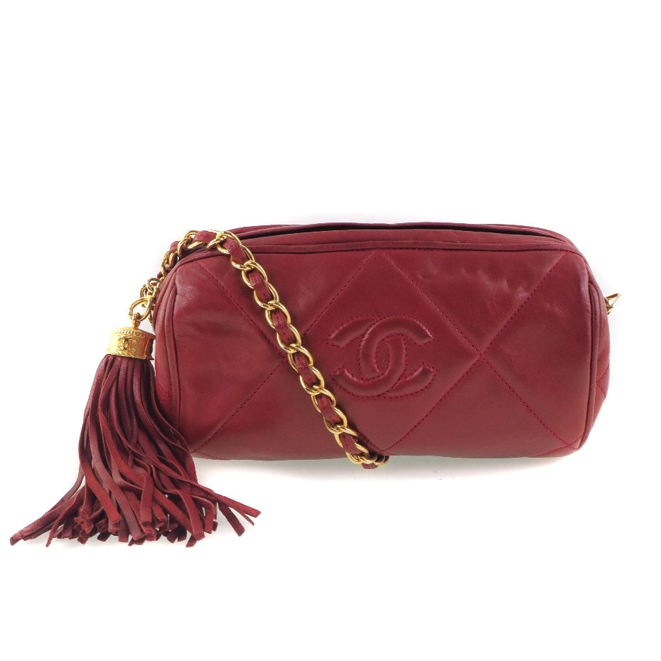 Chanel, Red, Leather, shoulder