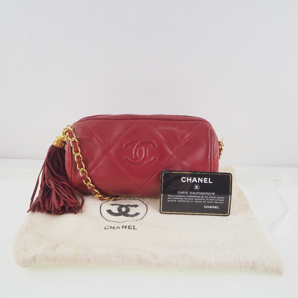 Chanel, Red, Leather, shoulder