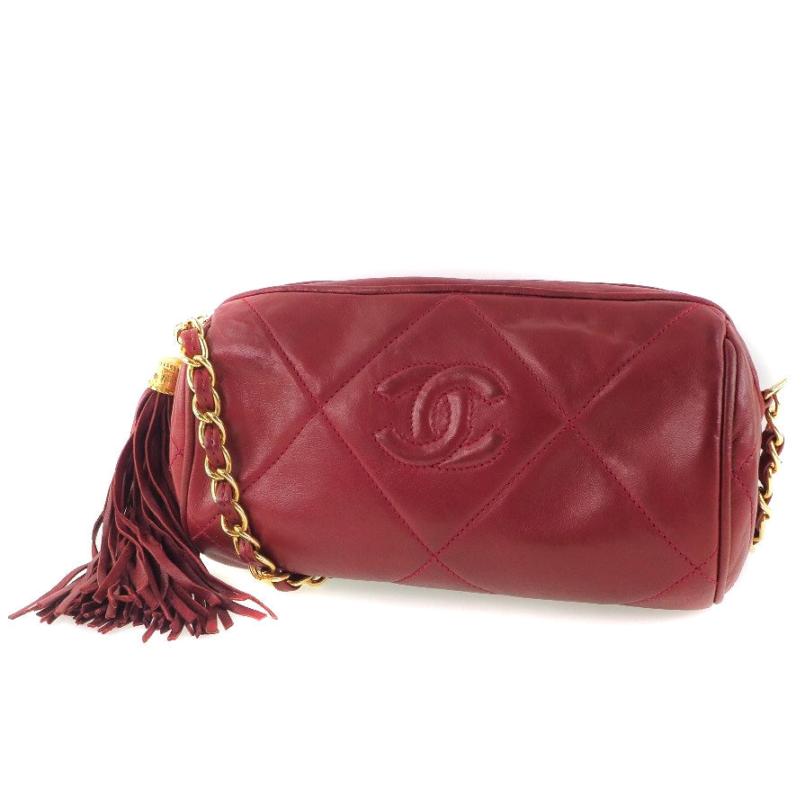 Chanel, Red, Leather, shoulder