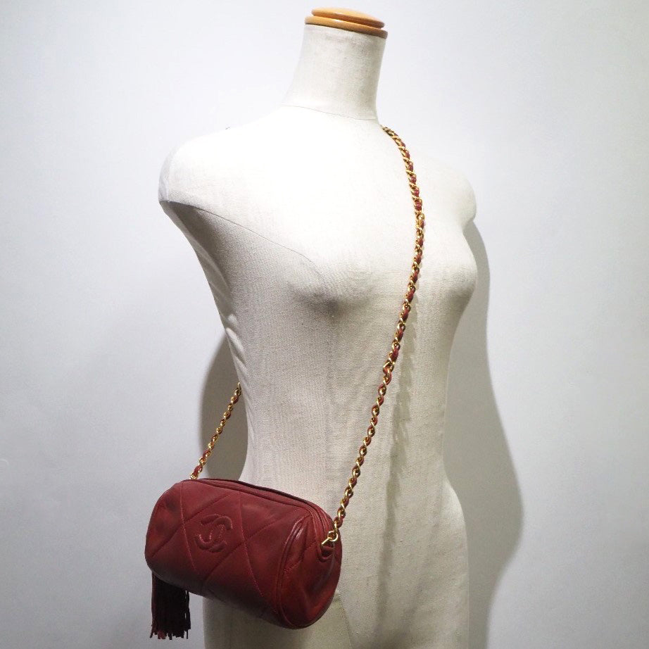 Chanel, Red, Leather, shoulder