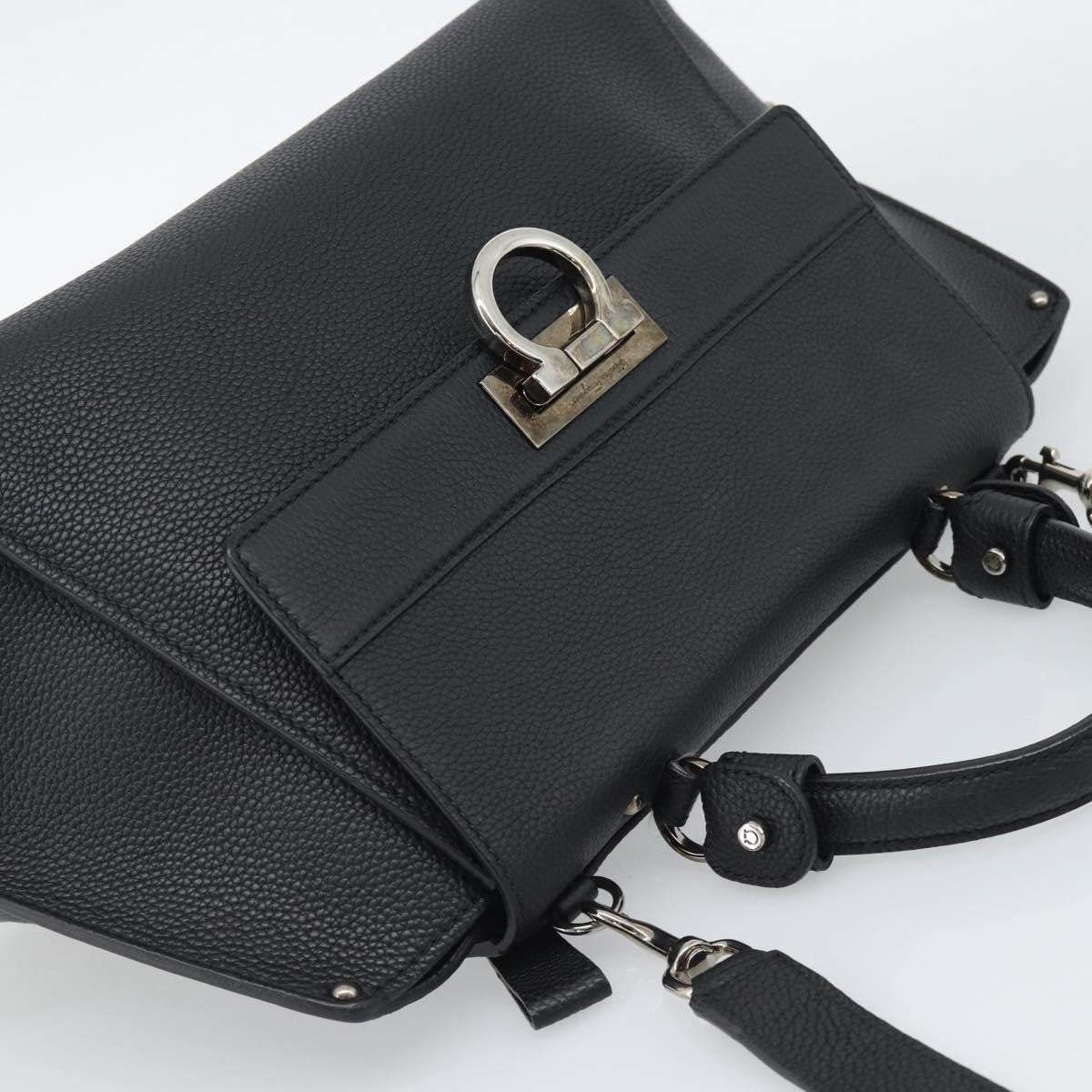 Salvatore Ferragamo Sofia Satchel Grainy Leather, Black, Leather, Handbag