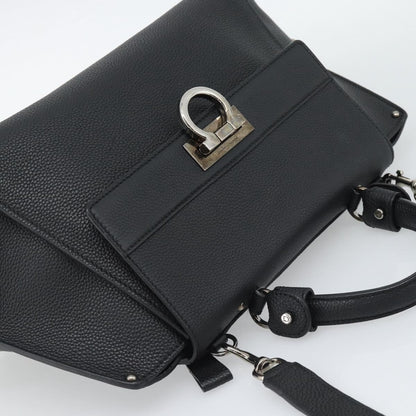 Salvatore Ferragamo Sofia Satchel Grainy Leather, Black, Leather, Handbag