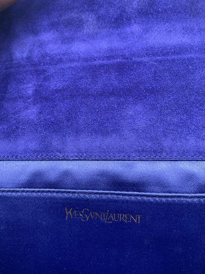 Saint Laurent Belle de Jour Chain Wallet Patent, BLUE, LEATHER, Clutche & pouche