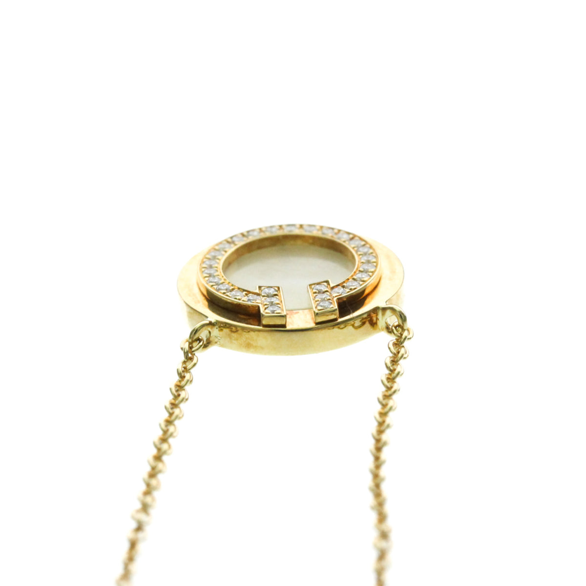 Tiffany & Co. T Circle Pendant 18K Yellow Gold with Diamond, Yellow, Yellow Gold, Necklace