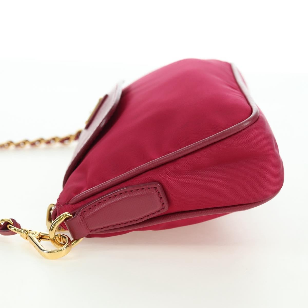 Prada Chain Tessuto and Saffiano Leather, Pink, Nylon, Shoulder Bag