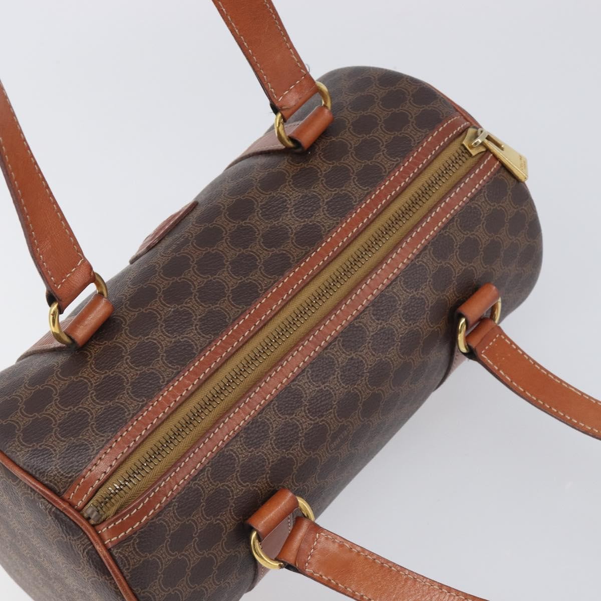 Celine Vintage Macadam Canvas and Leather, Brown, PVC, Handbag