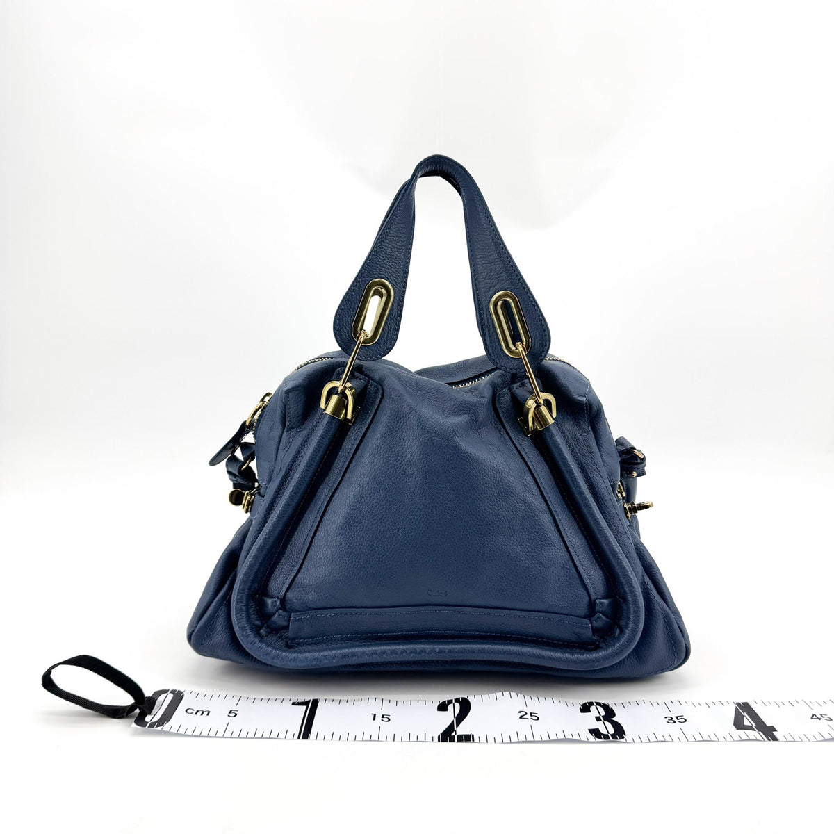 Chloe Paraty Military Top Handle Leather, Navy, Leather, Handbag