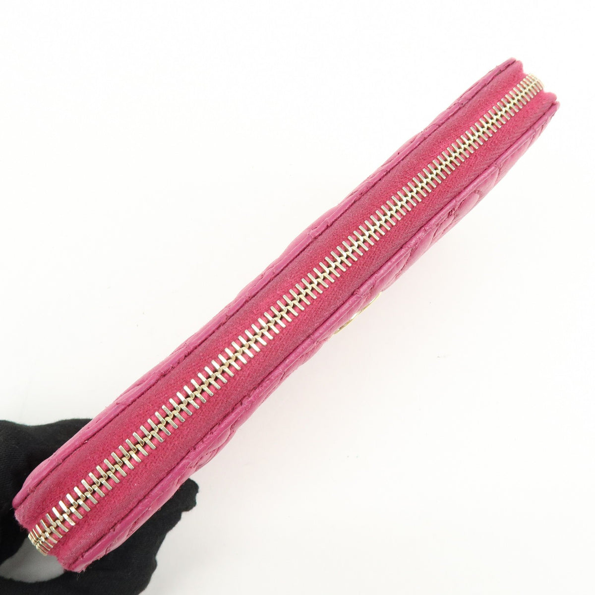 Chanel Zip Around Camellia Patent, Pink, Calfskin, Wallet