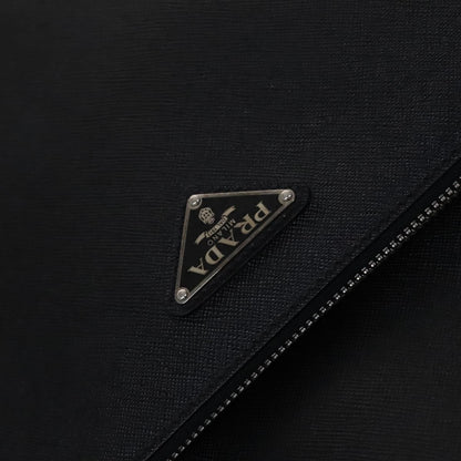 Prada Expandable Front Zip Boston Tessuto, Black, Leather, Travel Bag