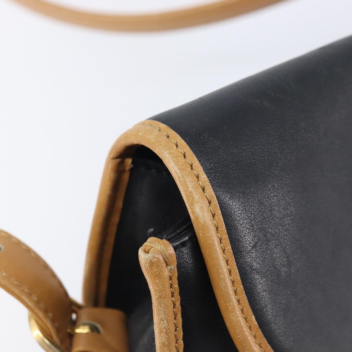 Celine Shoulder Leather, Black, Leather, Shoulder Bag