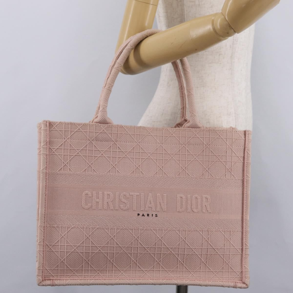 Christian Dior Book Cannage Embroidered Canvas, Pink, Canvas, Tote Bag