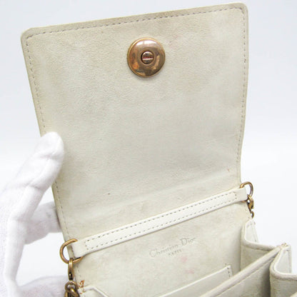 Christian Dior Diorama Vertical Clutch on Chain Studded Leather, White, Leather, Clutch
