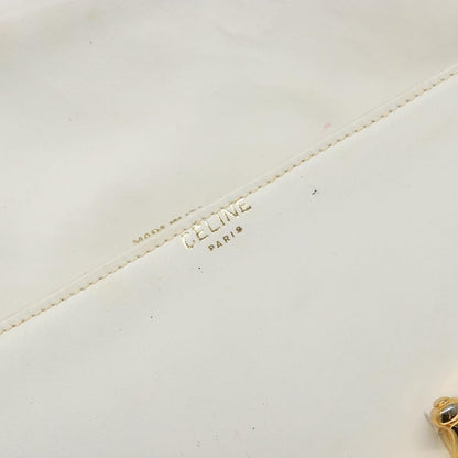 Celine Shoulder Leather, White, Leather, Shoulder Bag