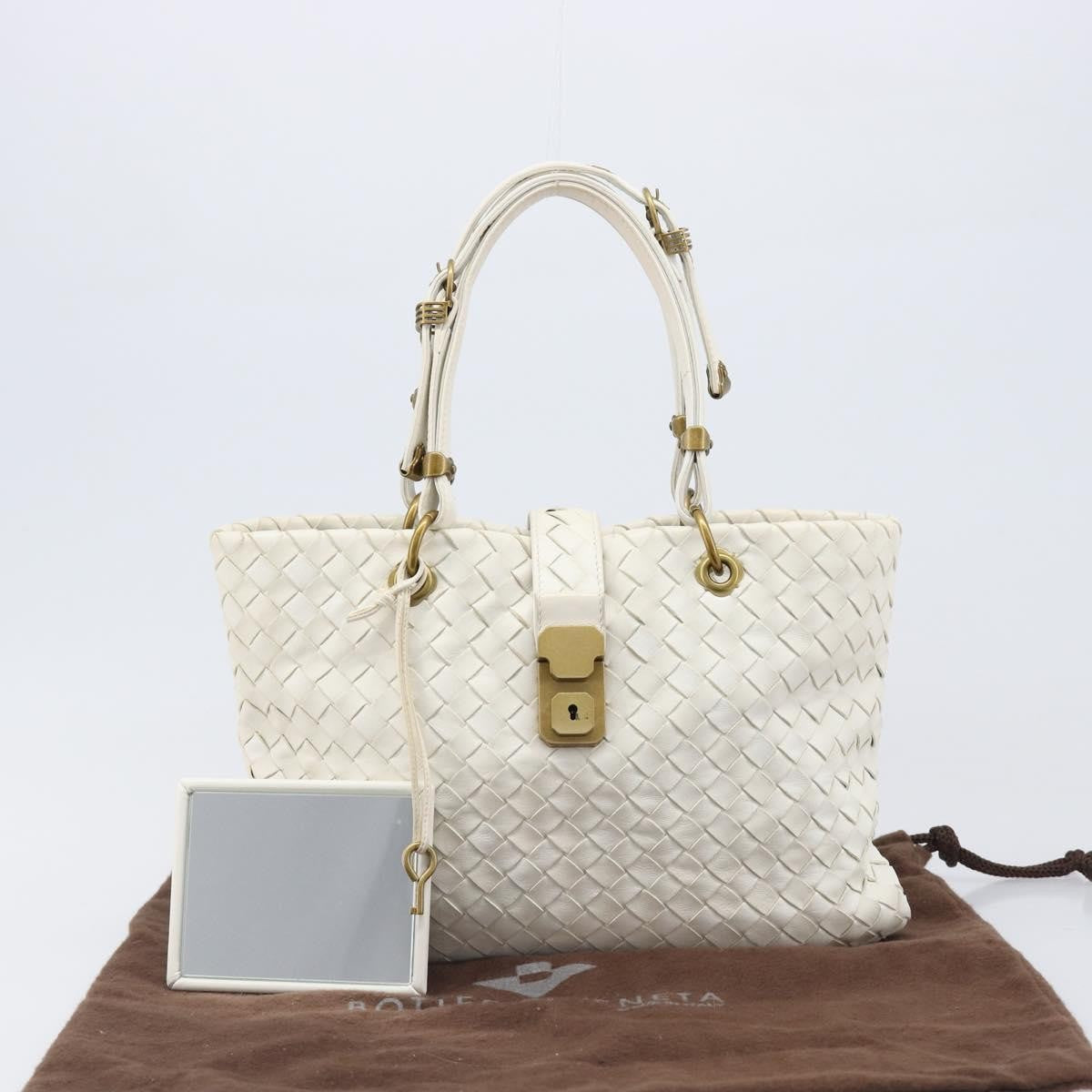 Bottega Veneta Capri Tote Intrecciato Nappa, White, Leather, Tote Bag
