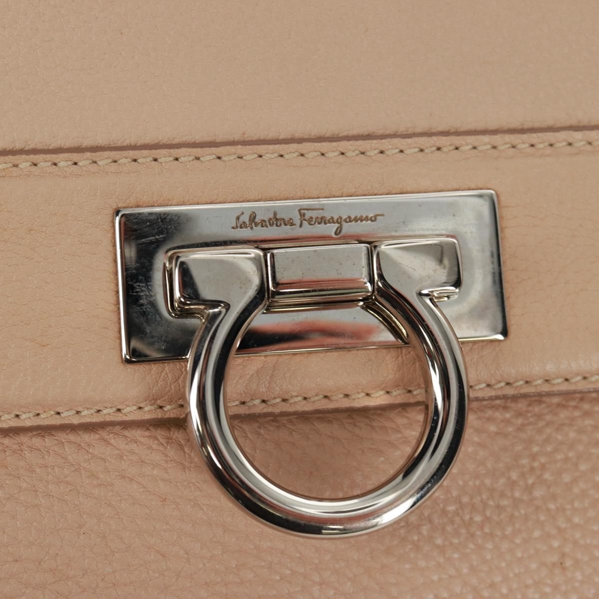 Salvatore Ferragamo Sofia Satchel Grainy Leather, Beige, Leather, Handbag