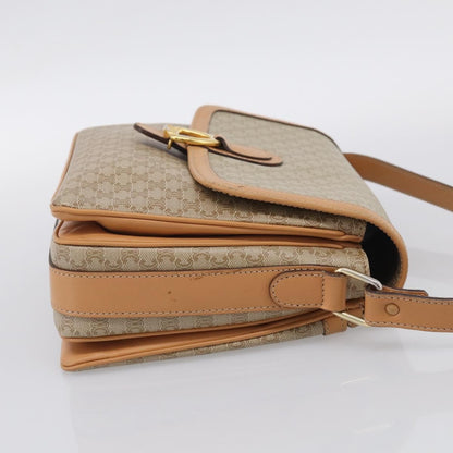 Celine Macadam Shoulder Canvas, Beige, Canvas, Crossbody Bag