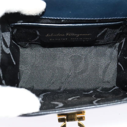 Salvatore Ferragamo Gancini Leather, Black, Leather, Shoulder Bag