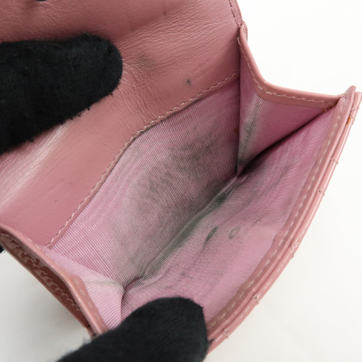 Christian Dior Lady Dior Cannage Quilt Leather, Pink, Patent Leather, Wallet