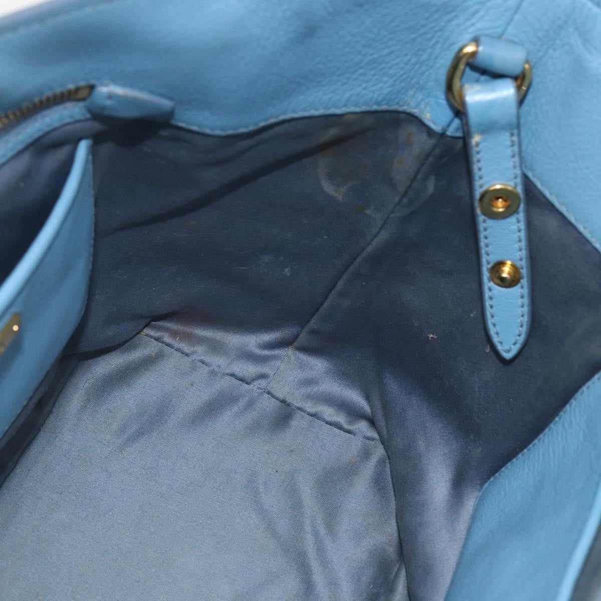 Miu Miu Madras Convertible Lock Leather, Blue, Leather, Tote Bag