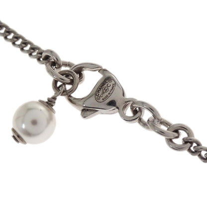 Chanel Vintage CC Pendant Long Metal, Silver, Metal, Necklace