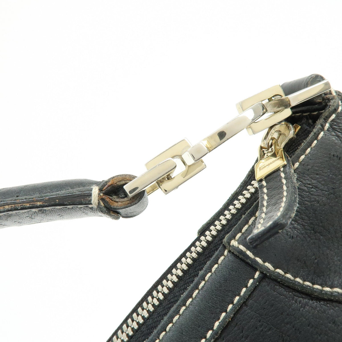 Salvatore Ferragamo Gancini Leather, Black, Leather, Crossbody Bag