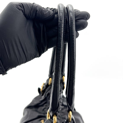 Prada Buckle Open Soft Calf, Black, Leather, Tote Bag