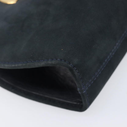 Salvatore Ferragamo Vintage Gancini Chain Suede, Black, Suede, Shoulder Bag