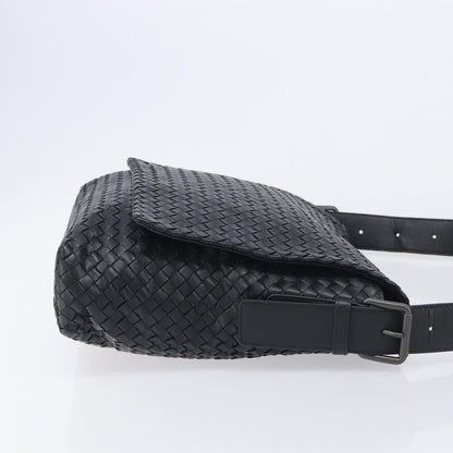 Bottega Veneta Square Flap Messenger Intrecciato Nappa, Black, Leather, Handbag