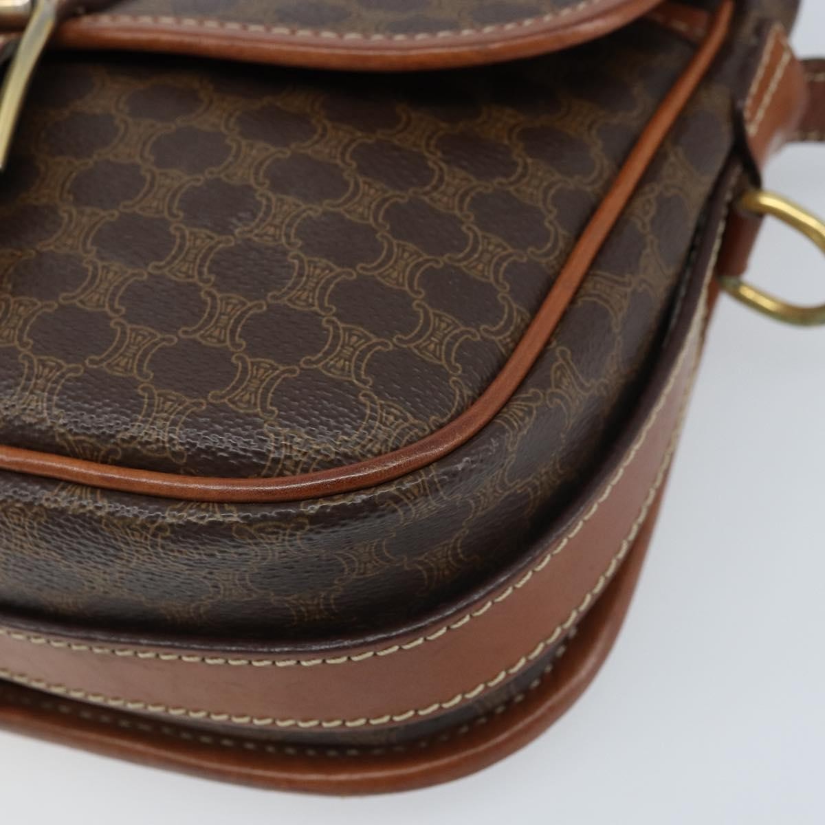 Celine Vintage Macadam Canvas and Leather, Brown, PVC, Shoulder Bag