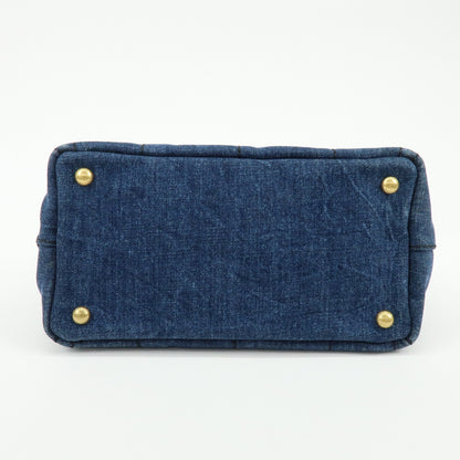 Prada Canapa Convertible Denim, Blue, Denim, Tote Bag
