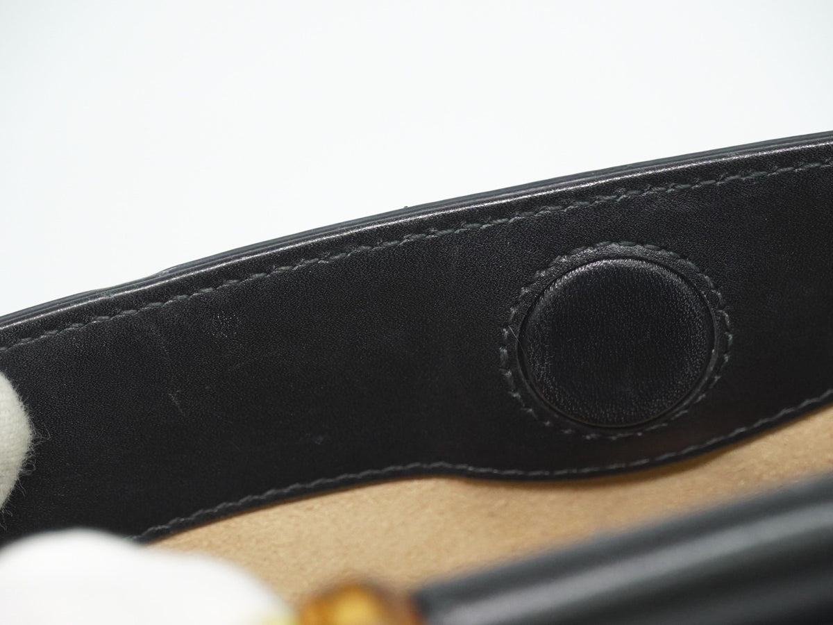 Gucci Nymphaea Top Handle Leather, Black, Leather, Handbag