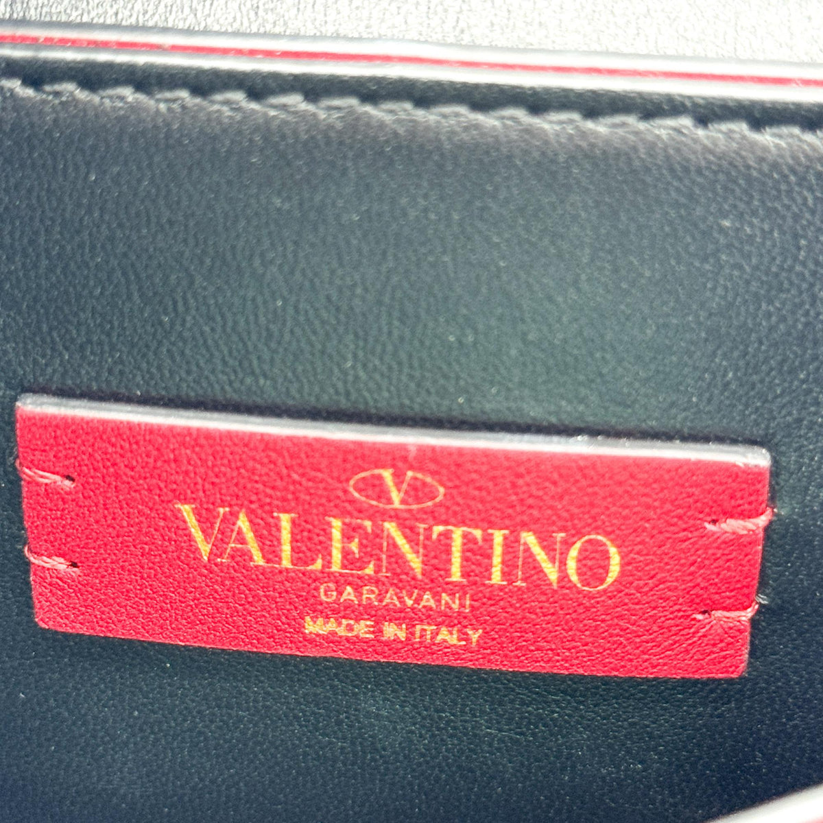 Valentino Garavani VRing Belt Leather, Red, Leather, Clutch
