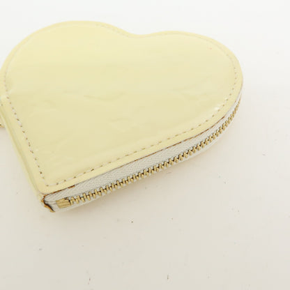 Louis Vuitton Heart Coin Purse Monogram Vernis, Beige, Patent Leather, Clutch