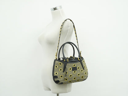 Fendi B. Fab Convertible Tote Grommet Embellished Raffia, Beige, Leather, Handbag