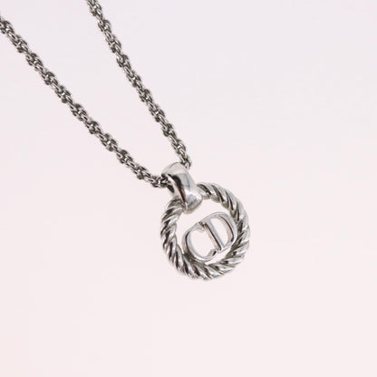 Christian Dior VIntage Circle Pendant Metal, Silver, Metal, Necklace