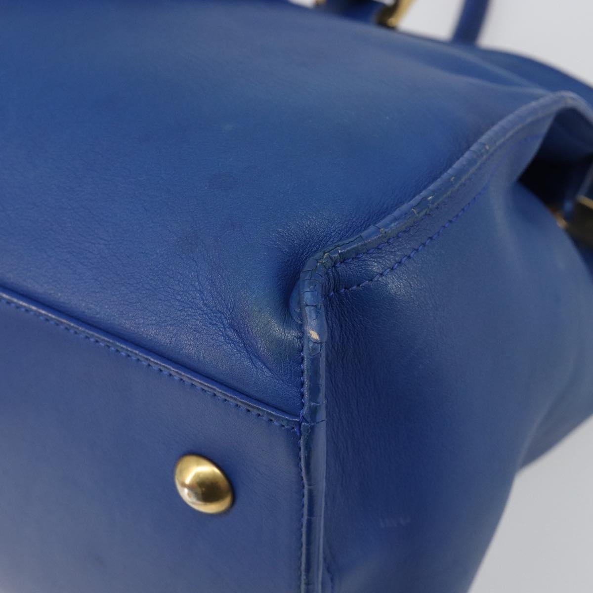 Saint Laurent Classic Y Cabas Leather, Blue, Leather, Tote Bag