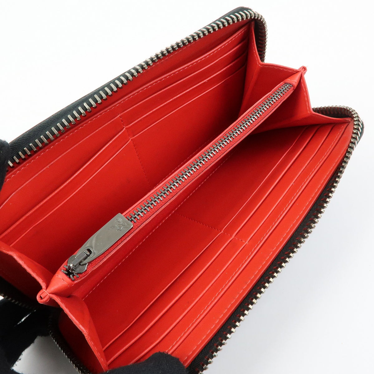 Christian Louboutin Panettone Spiked Leather, Black, Leather, Wallet