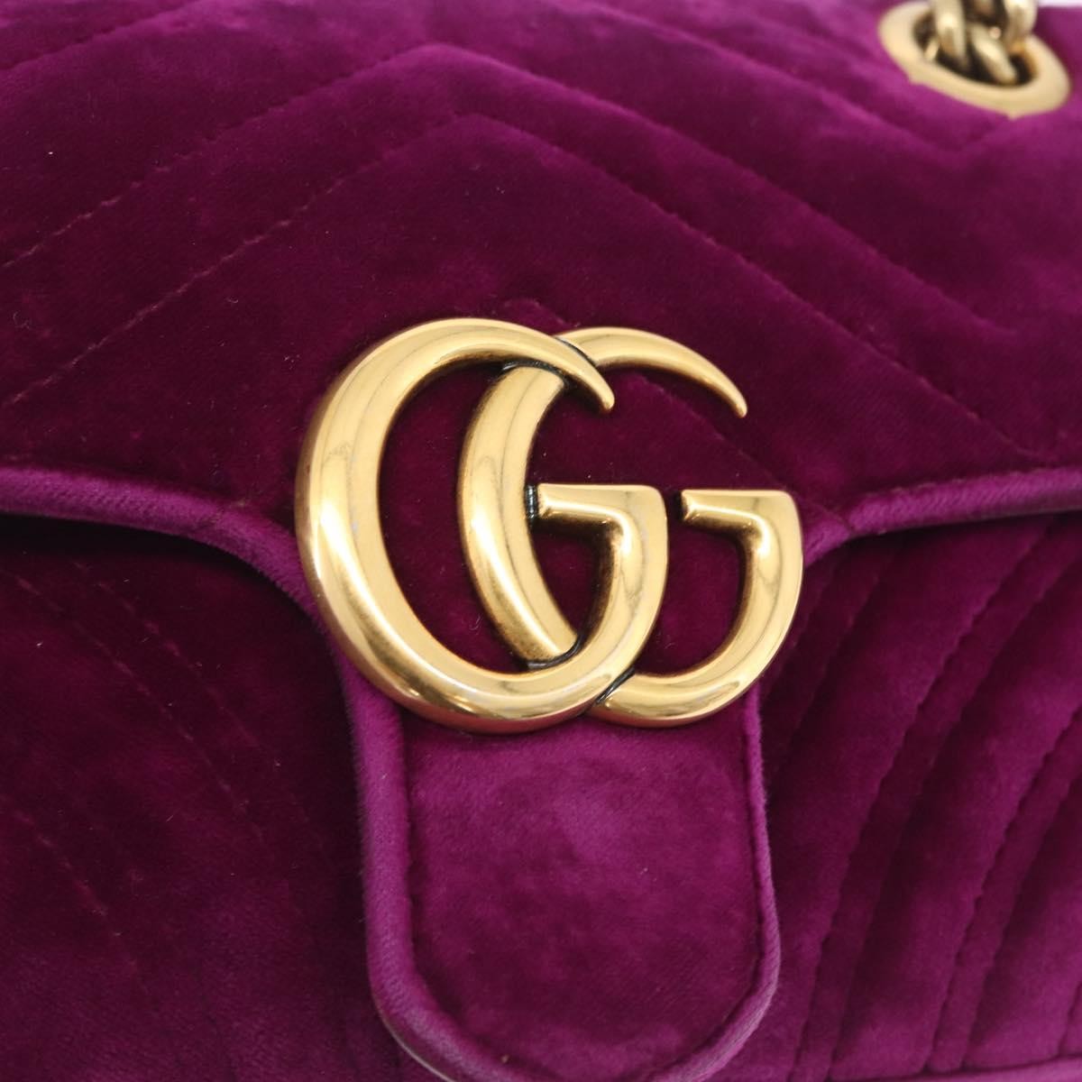 Gucci GG Marmont Matelassé Velvet, Purple, Velvet, Shoulder Bag