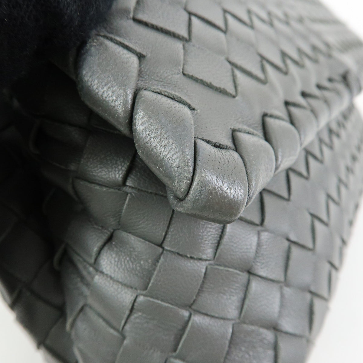 Bottega Veneta Olimpia Intrecciato Nappa, Gray, Leather, Crossbody Bag