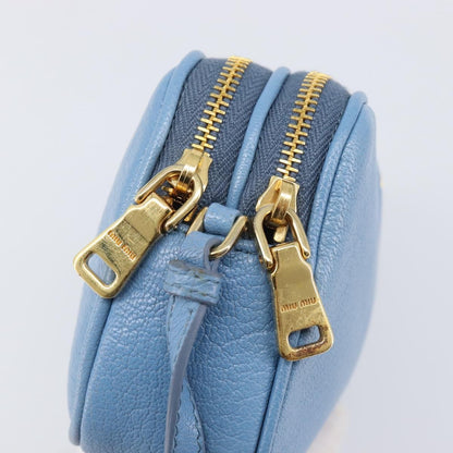 Miu Miu Double Zip Pochette Leather, Blue, Leather, Clutch