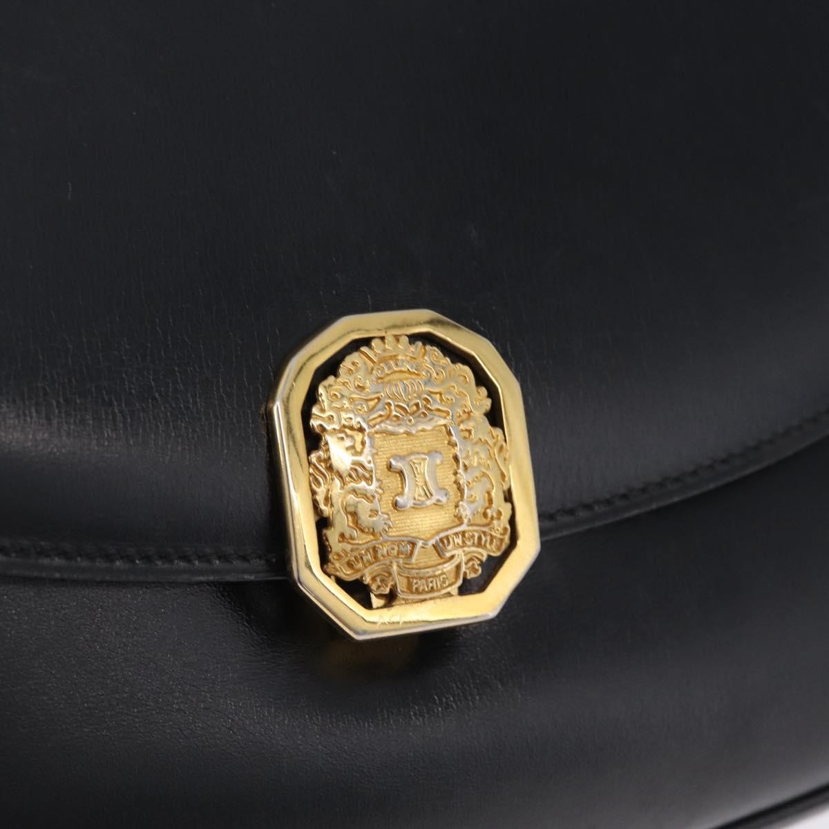 Celine Shoulder Leather, Black, Leather, Shoulder Bag