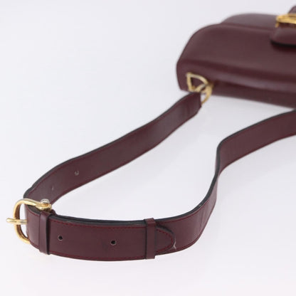 Celine Shoulder Leather, Burgundy, Leather, Shoulder Bag