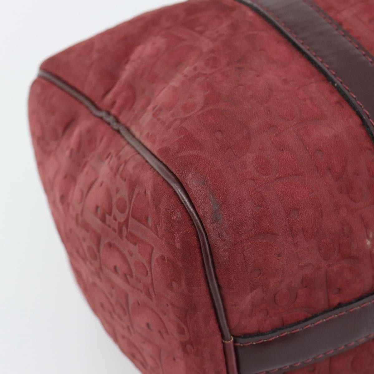 Christian Dior Boston Embossed Patent, Burgundy, Suede, Handbag