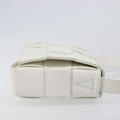 Bottega Veneta Cassette Maxi Intrecciato Leather, White, Leather, Crossbody Bag